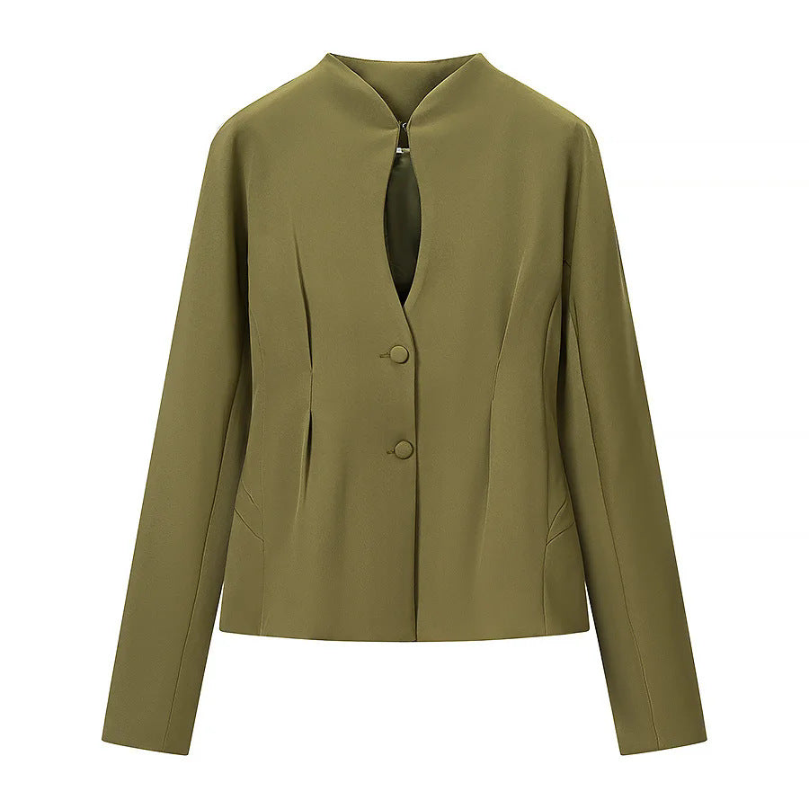 Damen nan taillierter Kurzblazer mit Stehkragen, Cut-Out-Front und verdeckten Ziernähten Echo Archiv