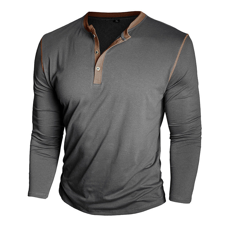 Herren Langarm-Hemd mit modischem Henley-Ausschnitt Echoarchiv