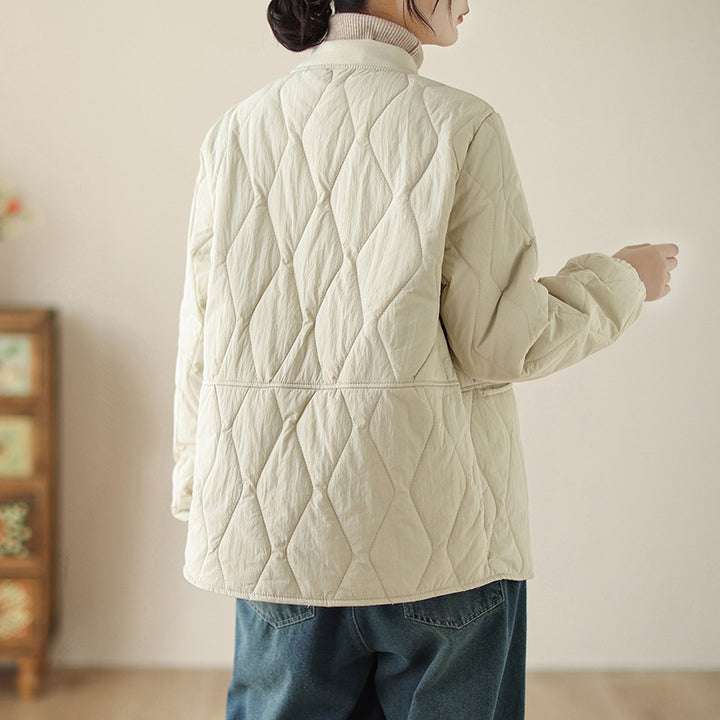 Damen leichte wattierte Übergangsjacke mit oversized Schnitt, elastischen Ärmelbündchen und verdeckter Druckknopfleiste – Célinea