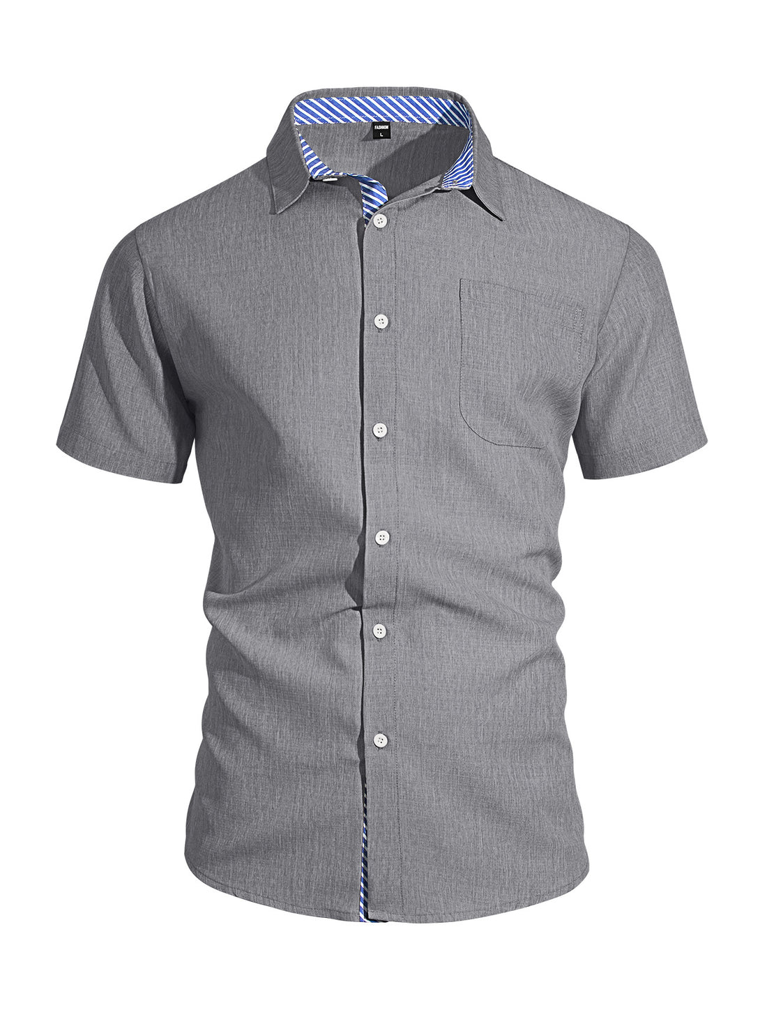Herren Business-Casual Kurzarmhemd mit gestreiftem Kragenfutter und Brusttasche – Arvello