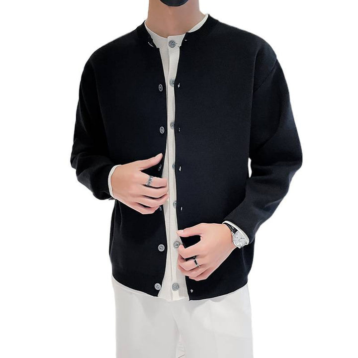 Herren Leichter Feinstrick-Cardigan mit Rundhals, Minimaler Optik und Kontrastknopfleiste Echoarchiv