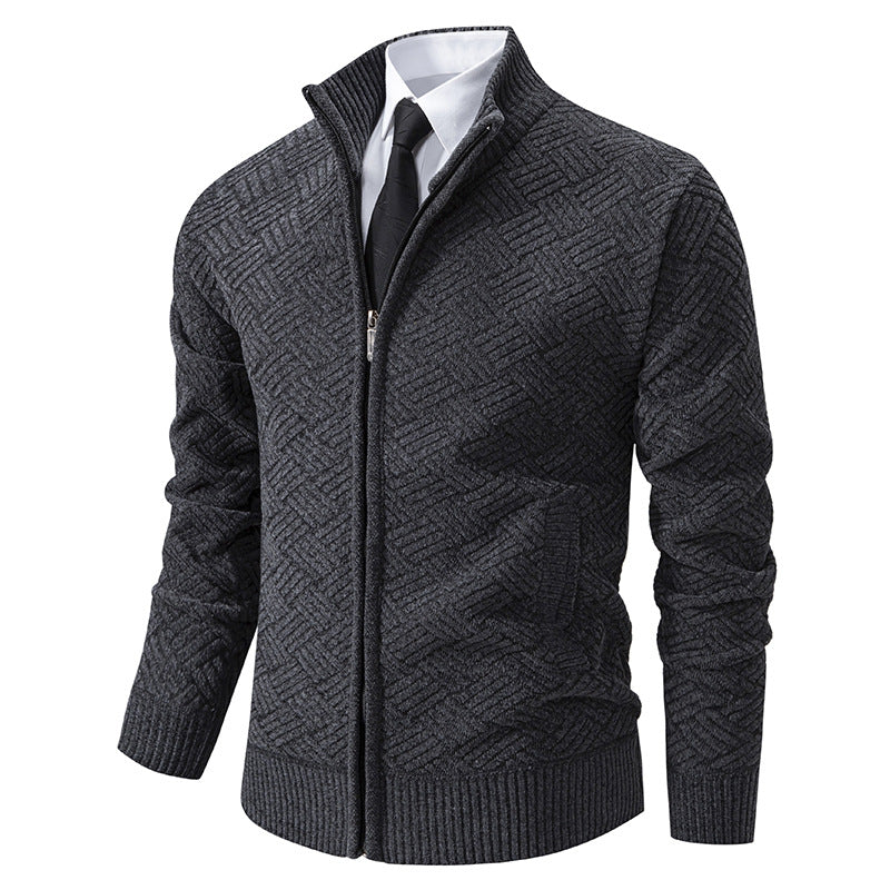 Herren Strickjacke mit modernem Zipper und kreativem Muster Echoarchiv