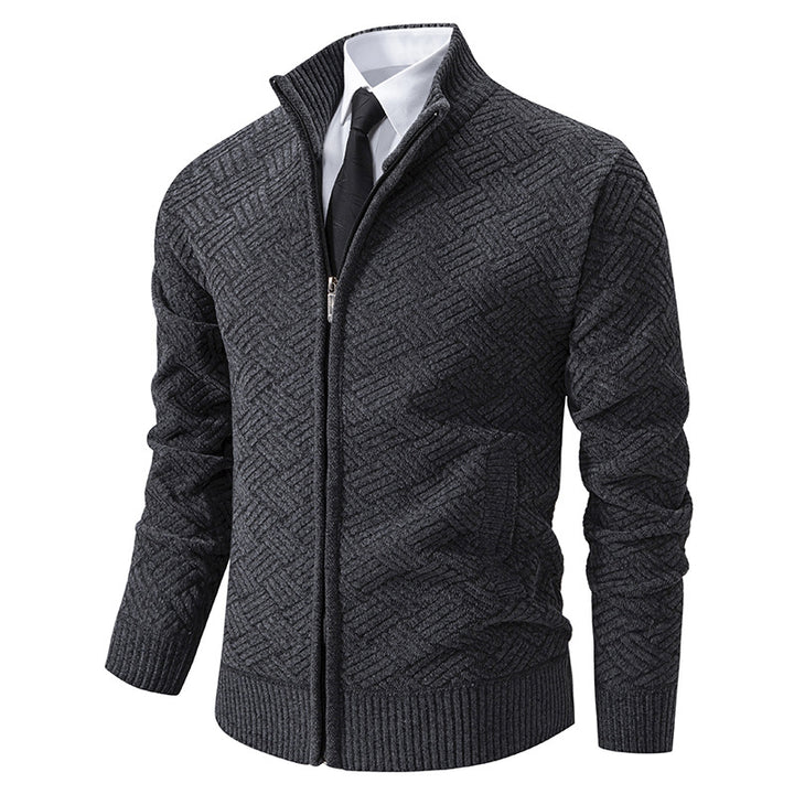 Herren Strickjacke mit modernem Zipper und kreativem Muster Echoarchiv