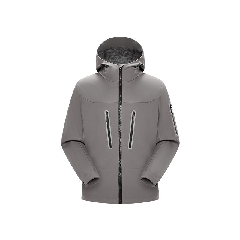 Herren Multifunktions-Softshelljacke mit ergonomischem Wetterschutz, verstellbarer Kapuze und senkrechten Reißverschlusstaschen Echo Archiv