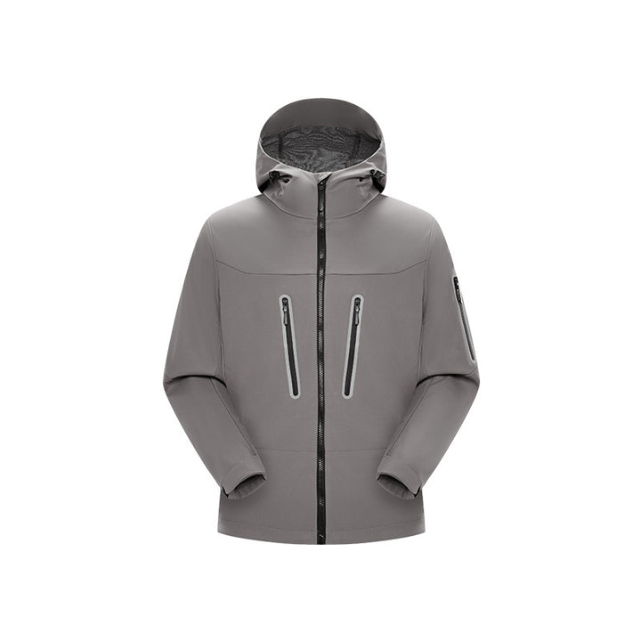 Herren Multifunktions-Softshelljacke mit ergonomischem Wetterschutz, verstellbarer Kapuze und senkrechten Reißverschlusstaschen Echo Archiv