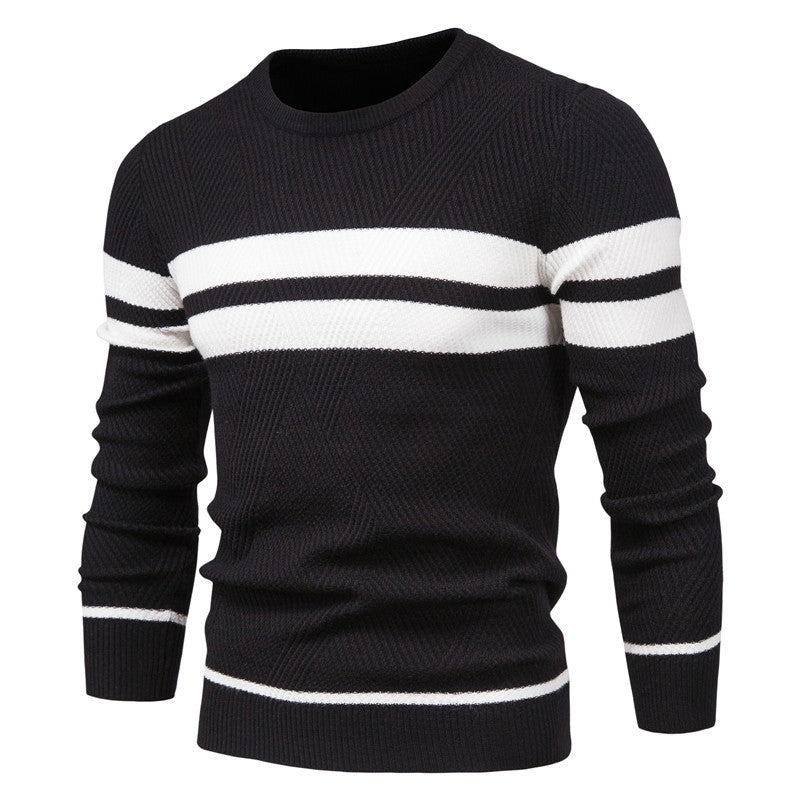 Herren Strickpullover mit modernem Strukturdesign und klassischen Streifen Echoarchiv