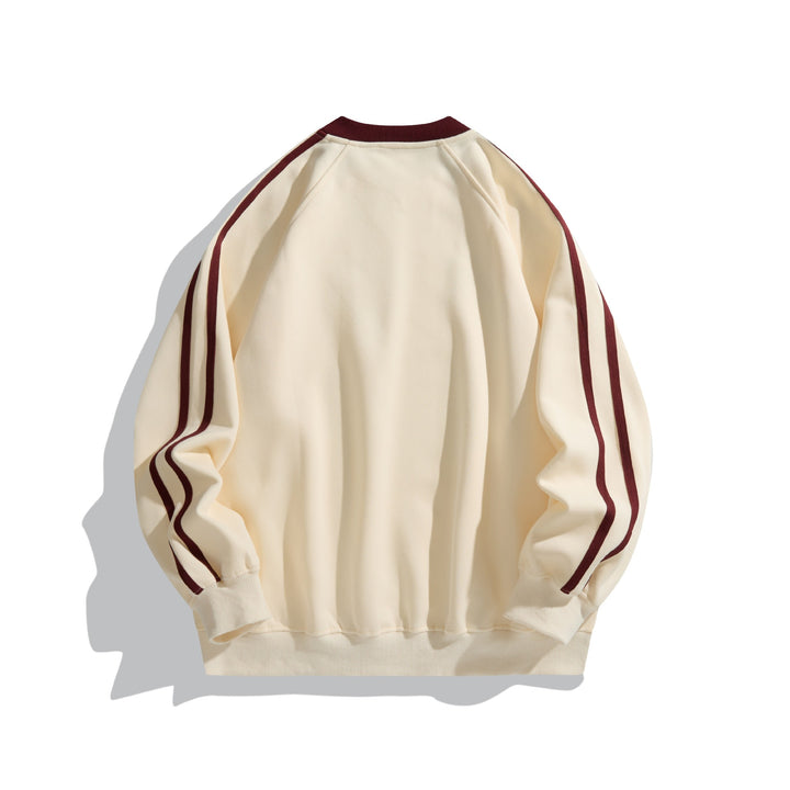 Unisex Oversize Rundhals-Sweatshirt mit Kontraststreifen und großem Logoprint Echoarchiv