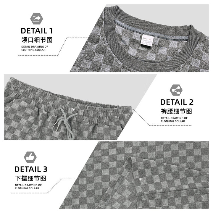 Unisex nan strukturiertes Relief-Set aus wabenartigem Jersey mit übergroßem Shirt und knielangen Shorts Echo Archiv