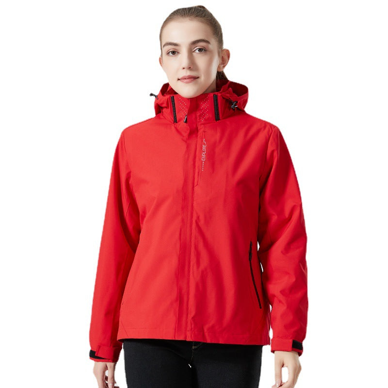 Damen leichte wasserabweisende Freizeit-Outdoorjacke mit verstellbarer Kapuze und verdecktem Reißverschluss Echo Archiv