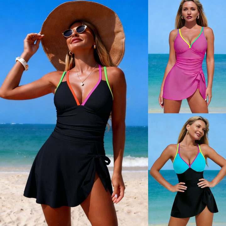 Damen Tankini mit modischem Wickelrock und bunten Akzenten Echo Archiv