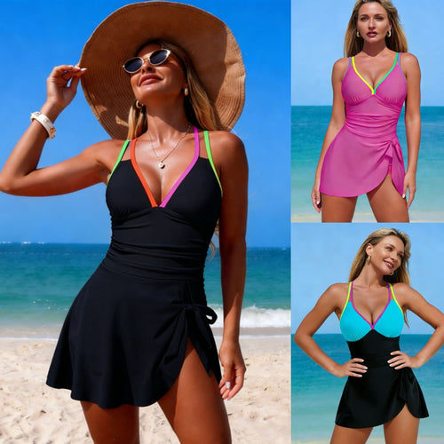 Damen Tankini mit modischem Wickelrock und bunten Akzenten Echo Archiv