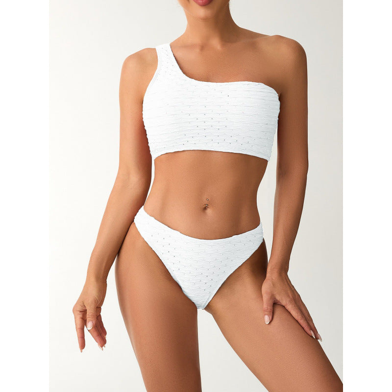 Damen Einseitiger Bikini mit elegantem Rippendesign und verstellbaren Trägern Echo Archiv