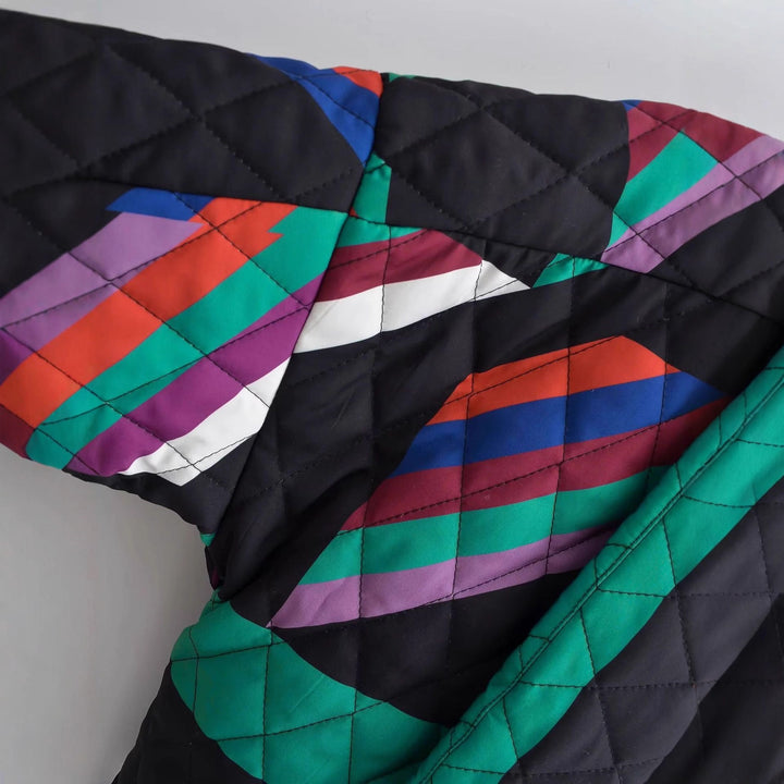 Damen nan gesteppte Kimonojacke mit geometrischem Patchwork und offener Front Echo Archiv