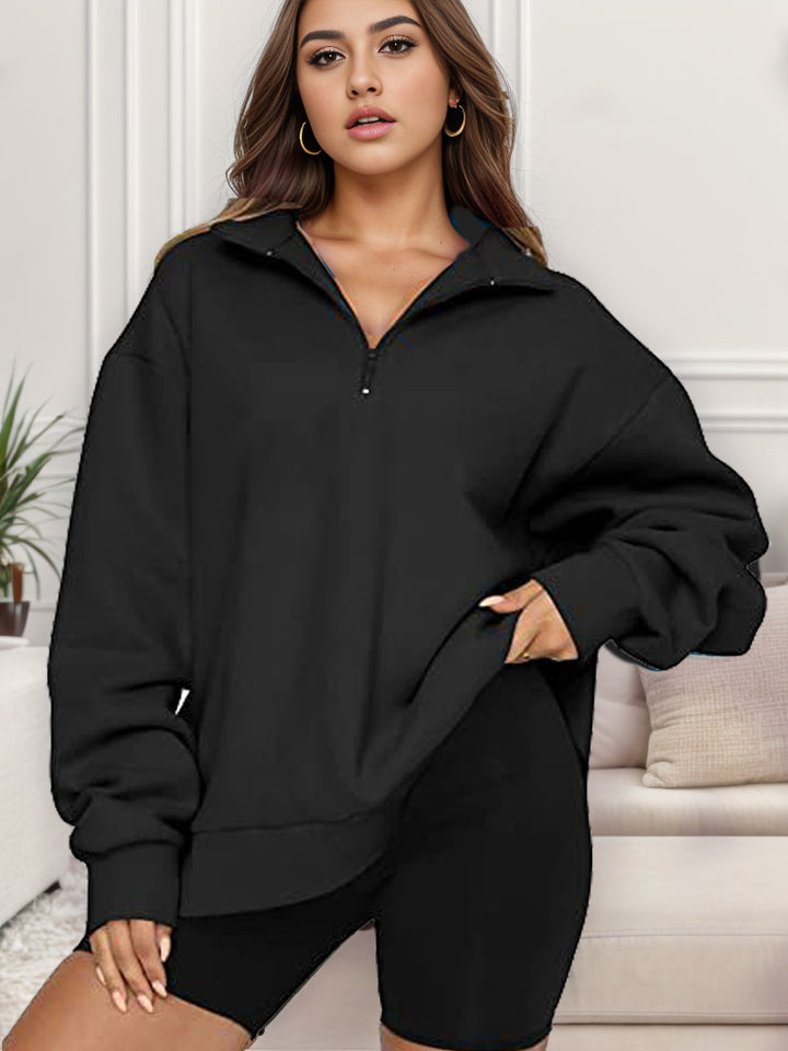 Damen nan übergroßes Sweatshirt mit Halbreißverschluss und Stehkragen Echo Archiv