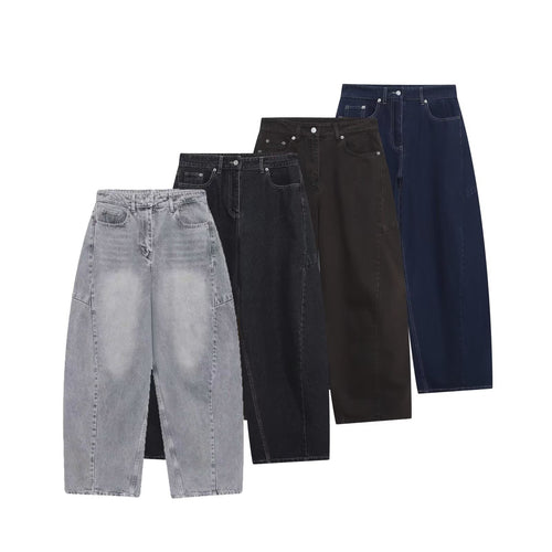Damen High‑Waist Cropped Ballon-Jeans mit Einsatznähten und Five-Pocket-Design Echo Archiv