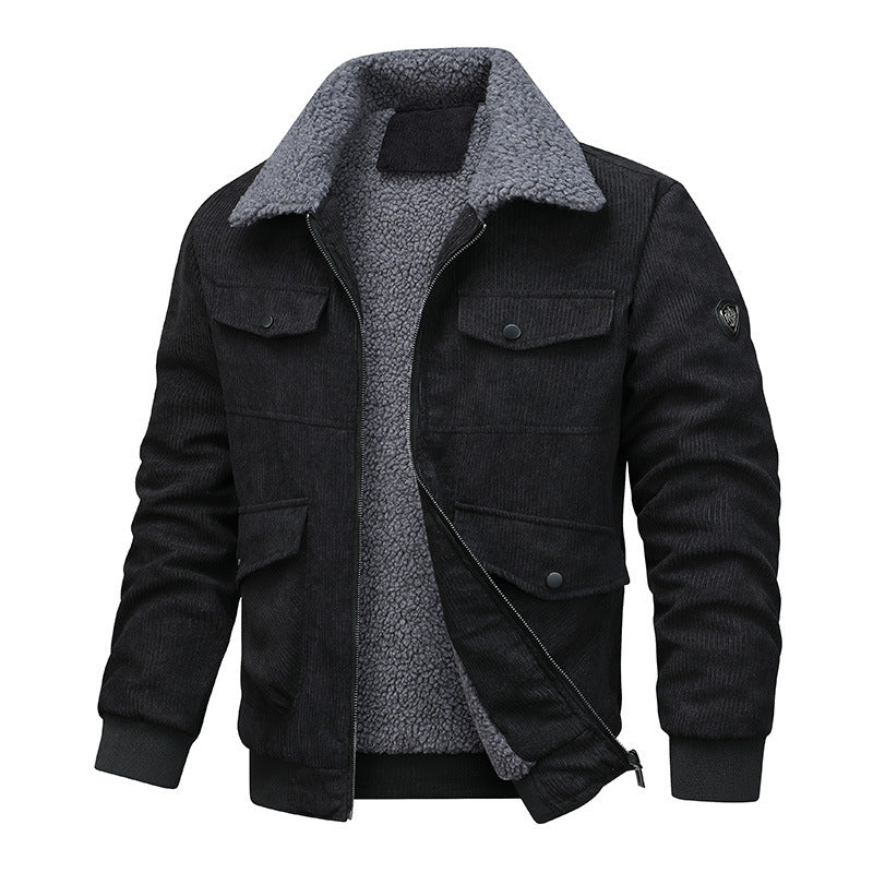 Herren modische und wärmende Cordjacke mit Fleece-Innenfutter Echoarchiv