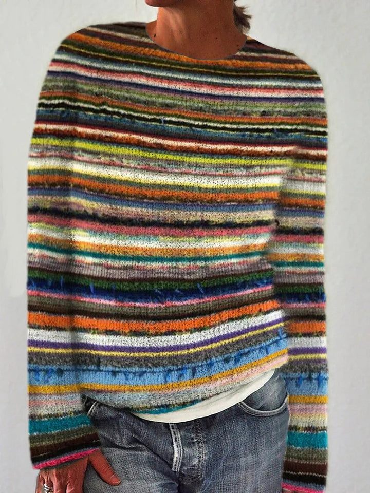 Damen nan bestickter Strickpullover mit reliefartiger Blumenstickerei und Rundhalsausschnitt Echo Archiv