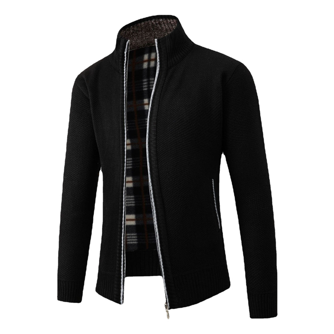 Herren Strickjacke mit modernem Stehkragen und klassischem Innenfutter Echoarchiv