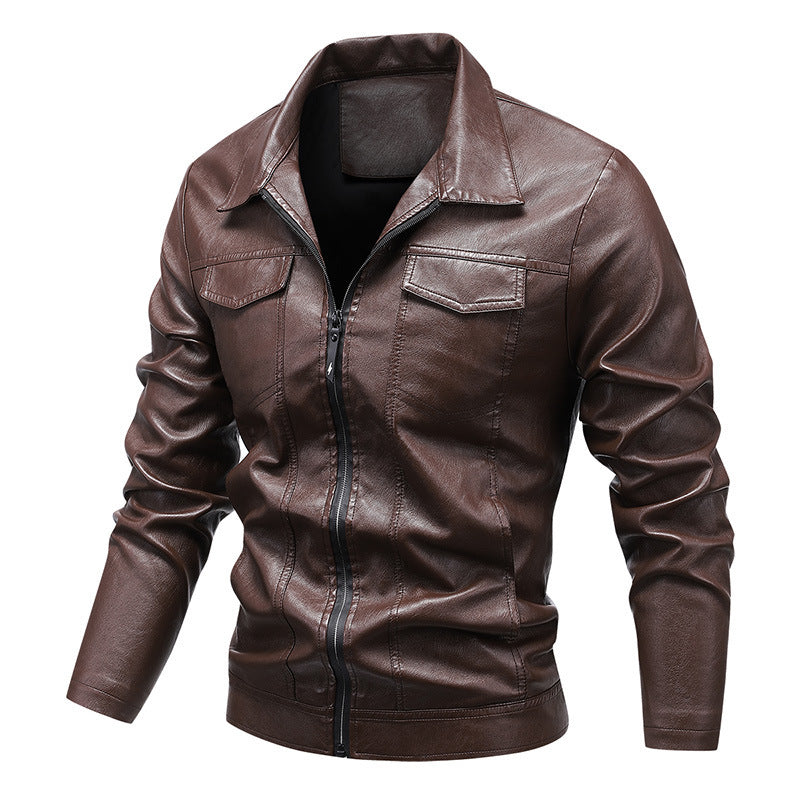 Herren Slim‑Fit Kunstleder‑Blouson im Retro‑Aviator‑Look mit Hemdkragen Echoarchiv
