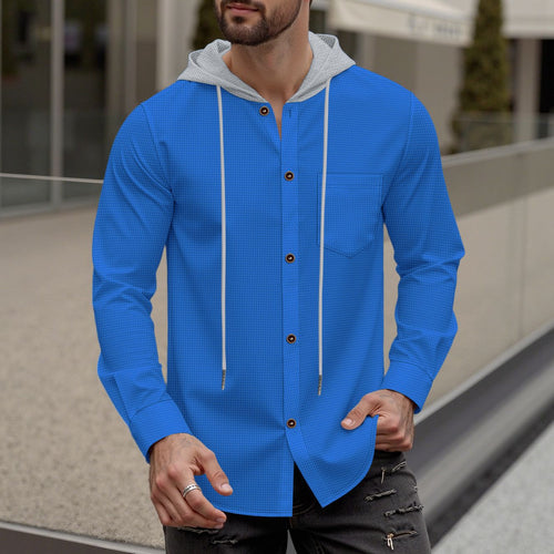 Herren modisches Kapuzenshirt mit Knopfleiste und praktischer Brusttasche Echoarchiv