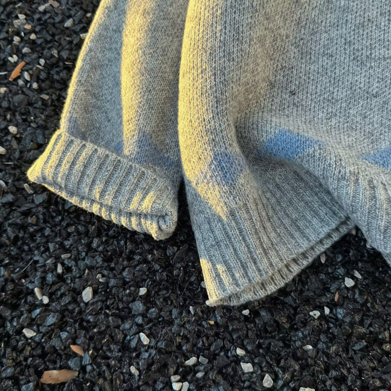 Unisex Grobgestrickte Norweger-Cardigan mit Rundhals, durchgehendem Reißverschluss und Jacquard‑Yoke Echoarchiv