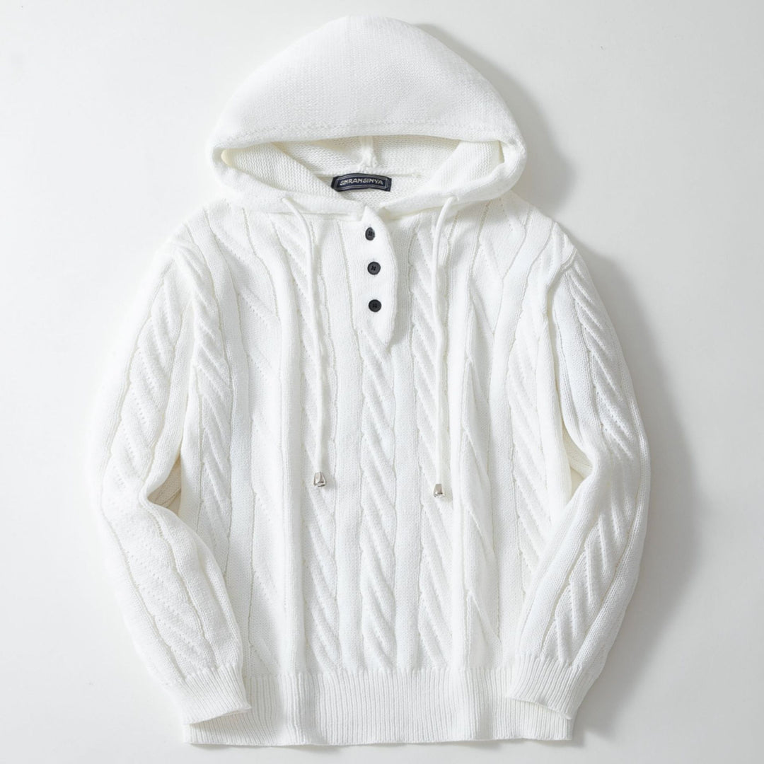 Herren gemütlicher Strickpullover mit Kapuze Echoarchiv