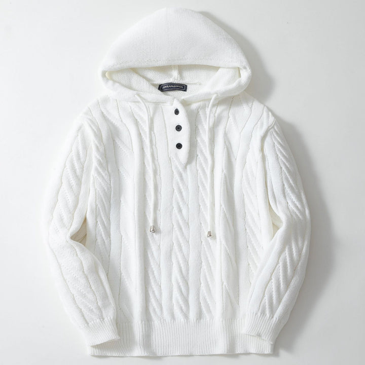 Herren gemütlicher Strickpullover mit Kapuze Echoarchiv