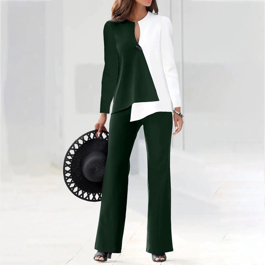 Damen Elegantes und modernes Hosenanzug-Set mit asymmetrischem Design Echoarchiv