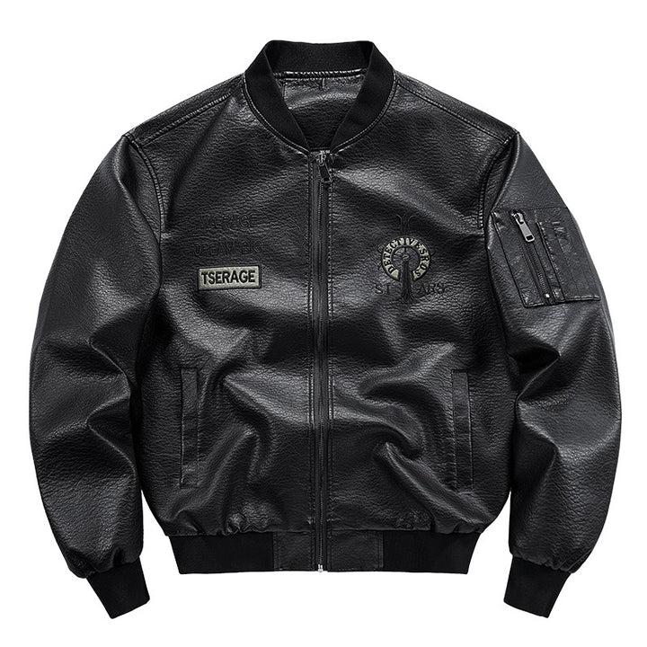 Herren Modische Kunstleder-Bomberjacke mit Taschen Echo Archiv