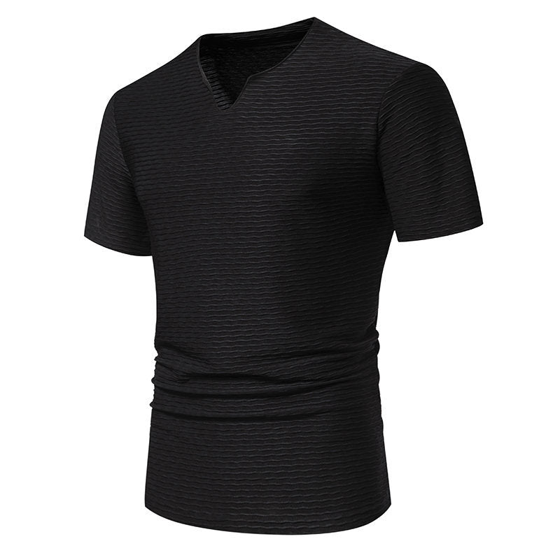 Herren V-Ausschnitt T-Shirt mit strukturiertem Design Echoarchiv