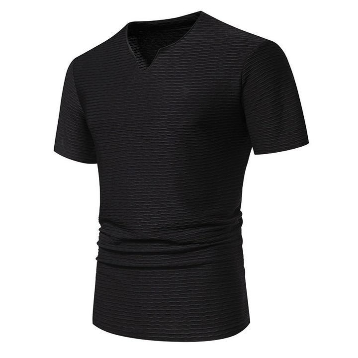 Herren V-Ausschnitt T-Shirt mit strukturiertem Design Echoarchiv