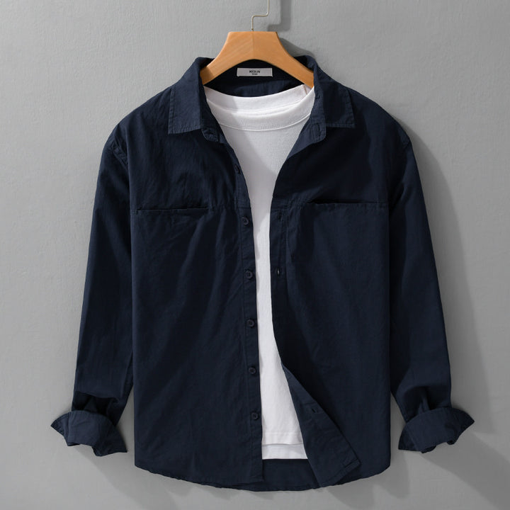 Herren Casual-Layering Hemdjacke mit versteckten Brustpaspeln und weichem Griff Echoarchiv