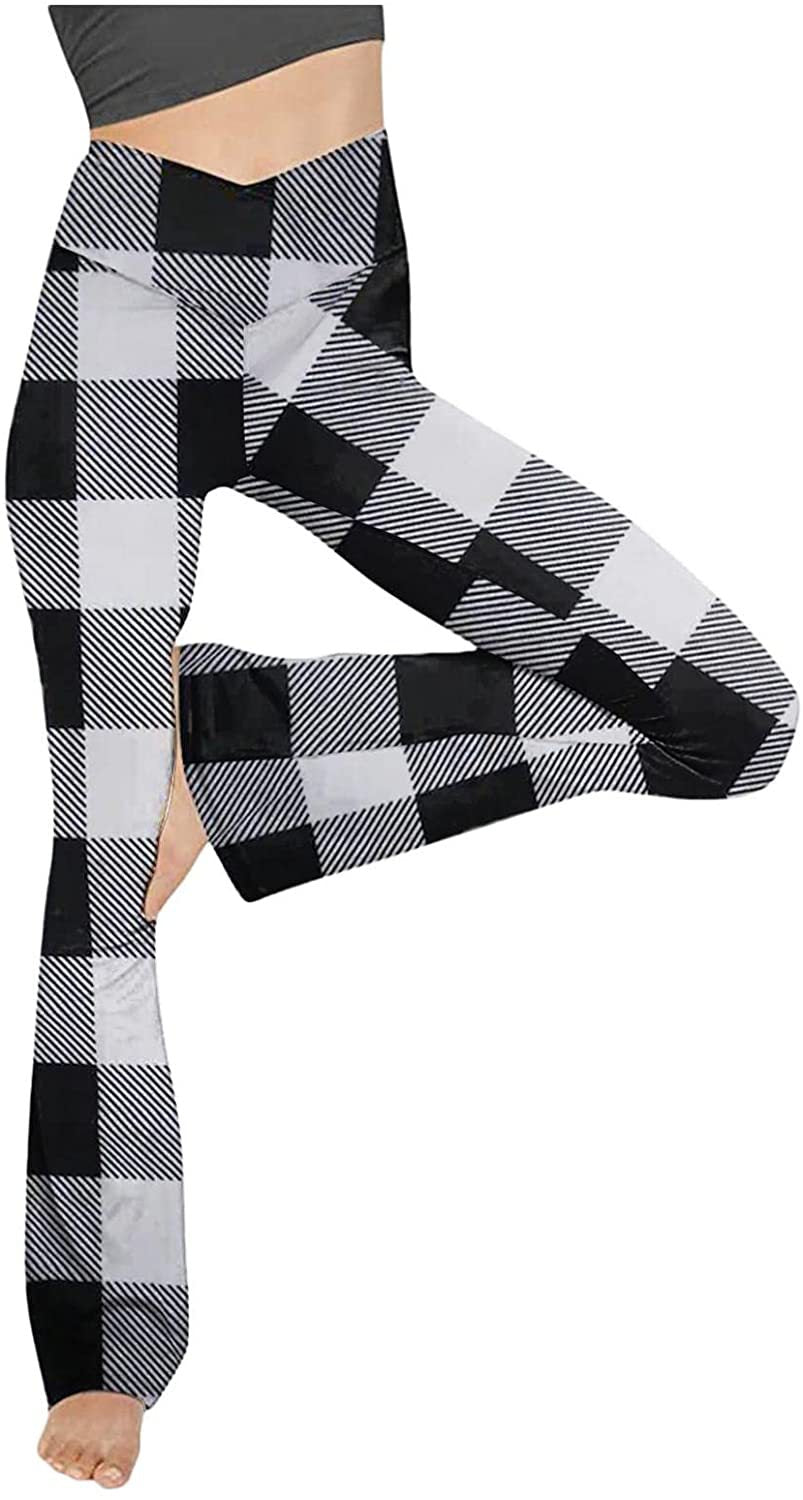 Damen nan taillenhohe Yogahose mit überkreuztem Bund und ausgestelltem Saum mit Schlitz Echo Archiv
