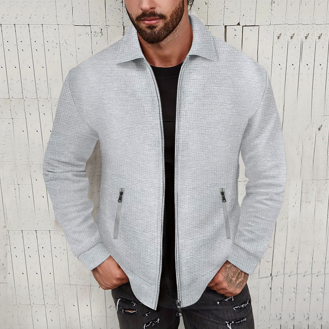 Herren modische Freizeitjacke mit strukturiertem Design und seitlichen Reißverschlusstaschen Echoarchiv