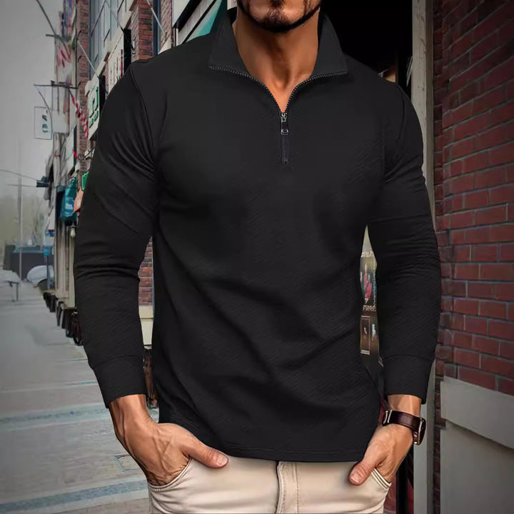 Herren funktionaler Langarmpullover mit Halbzipper und innovativem Strukturdesign Echoarchiv