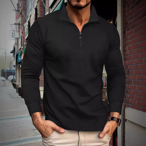 Herren funktionaler Langarmpullover mit Halbzipper und innovativem Strukturdesign Echoarchiv