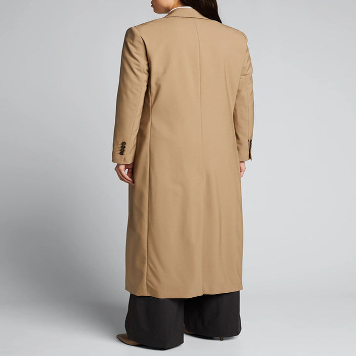 Damen Maxilanger Einreihiger Longcoat im minimalistischen Trenchstil mit weichem Fall Echoarchiv