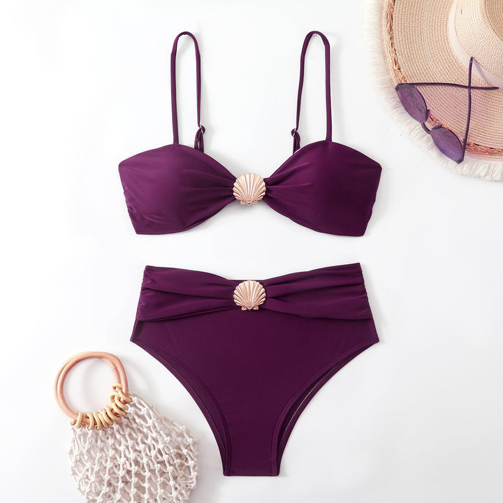 Damen Bikini-Set mit schickem Muschel-Detail und hohem Bund Echo Archiv