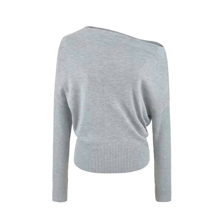 Damen Oversize One-Shoulder Pullover mit Fledermausärmeln und breitem Rippenbund Echoarchiv