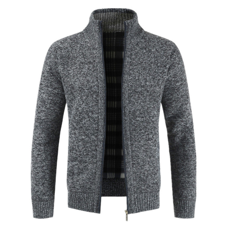 Herren Strickjacke mit hohem Kragen und plüschigen Innenfutter Echoarchiv