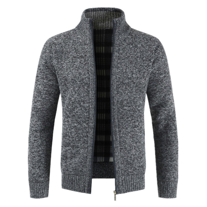 Herren Strickjacke mit hohem Kragen und plüschigen Innenfutter Echoarchiv