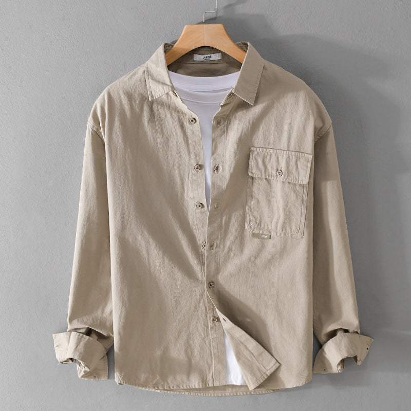 Herren Vielseitiges Baumwoll-Overshirt mit aufgesetzter Klappentasche und entspanntem Schnitt Echoarchiv