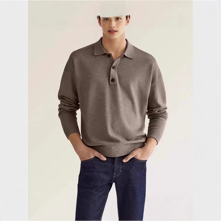 Herren lässiger Sweat-Polo mit Knopfleiste Echoarchiv