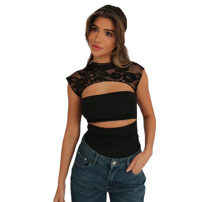 Damen Elegantes Oberteil mit Spitzendetails und Cut-Outs Echo Archiv