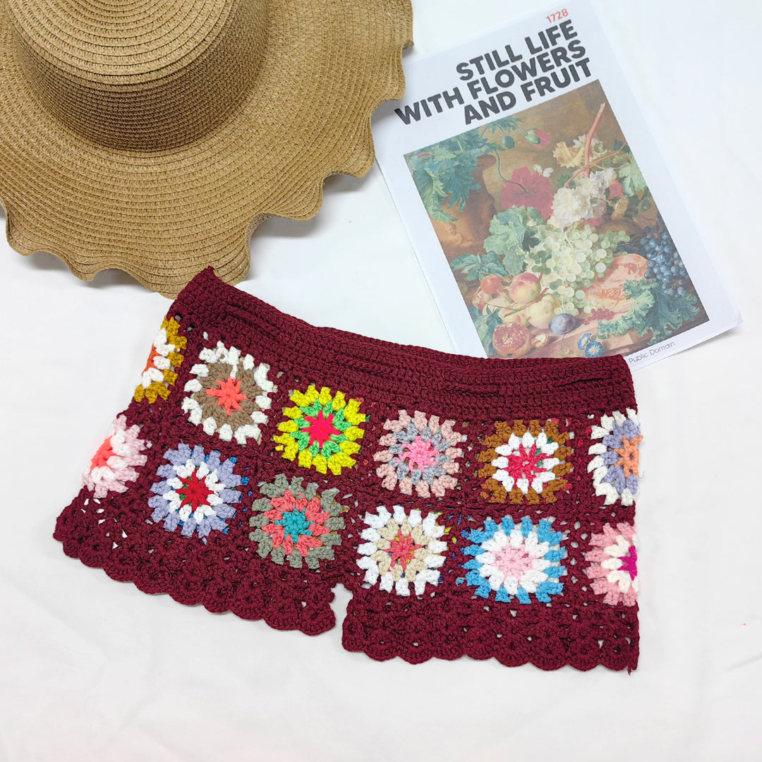 Damen Häkelshorts mit buntem Granny-Quadrat-Muster Echo Archiv