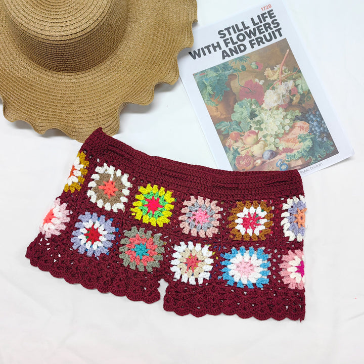 Damen Häkelshorts mit buntem Granny-Quadrat-Muster Echo Archiv