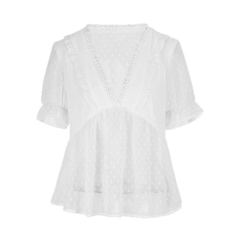 Damen Blusenshirt mit Rüschendetails und punktuellem Design Echo Archiv