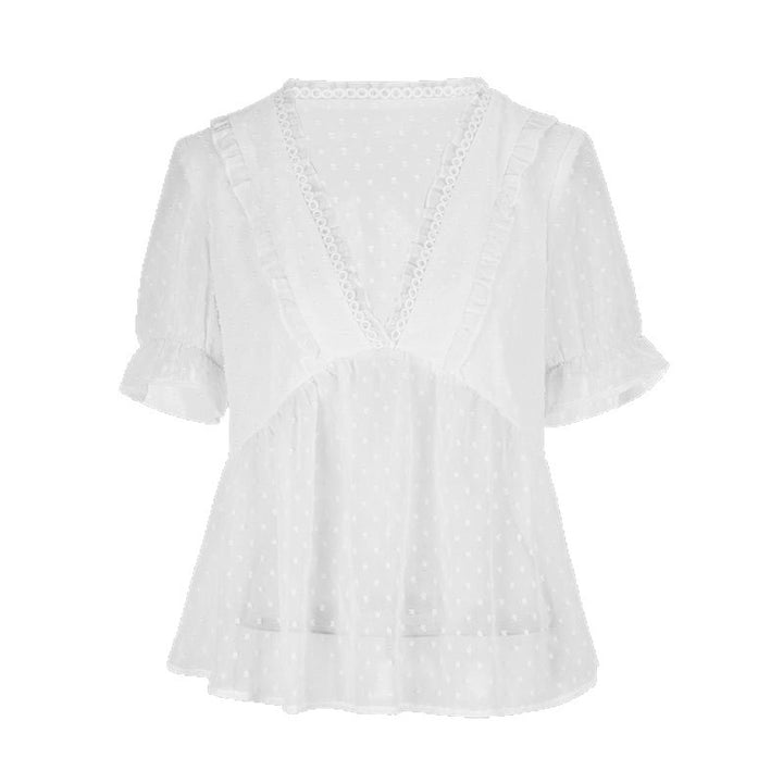 Damen Blusenshirt mit Rüschendetails und punktuellem Design Echo Archiv