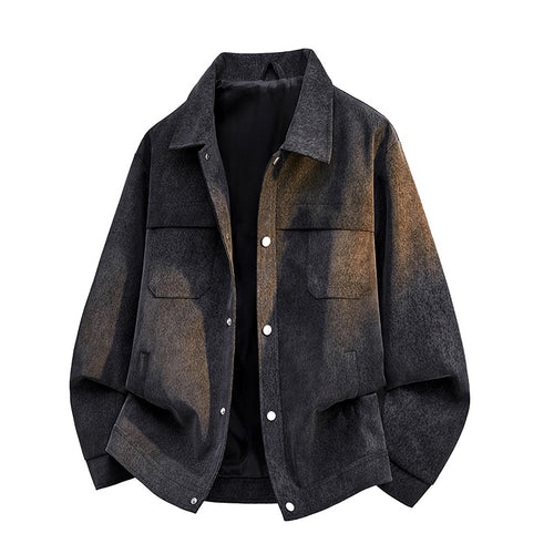 Herren Übergangs-Overshirt im Veloursleder‑Look mit Brustklappen, wärmender Futterlage & verdeckter Druckknopfleiste Echoarchiv