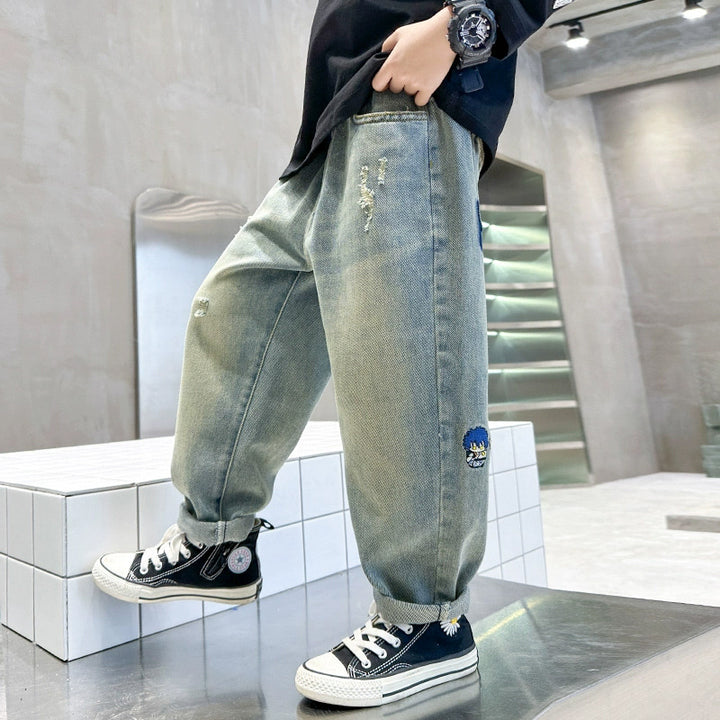 Unisex trendige Baggy-Jeans mit kreativen Stickereien Echo Archiv